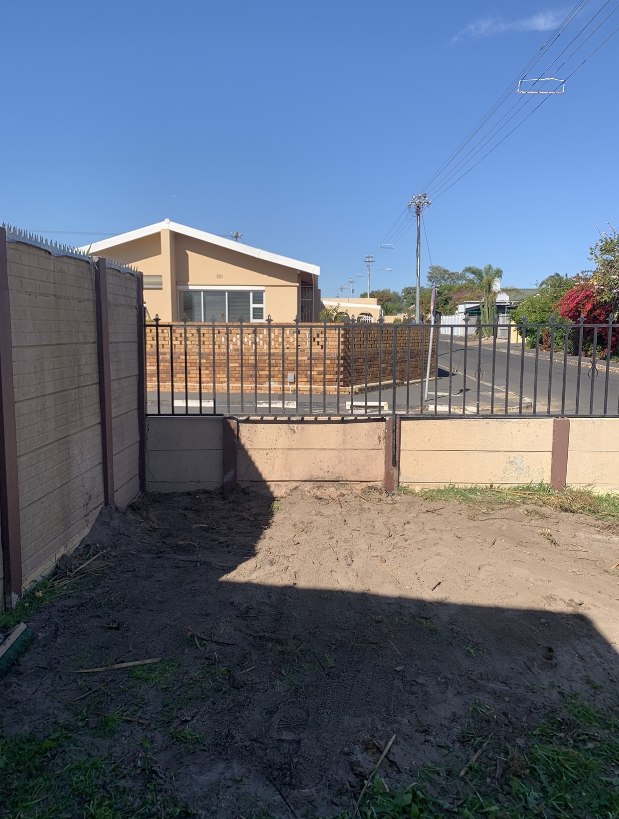 Yard cleared after tree felling with the plants and tree removed